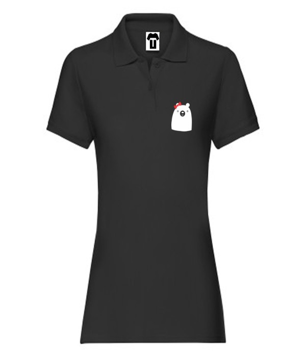 Tricou/Camasa stil Polo de dama sin 100% bumbac organic Big Bear pe alb sau negru