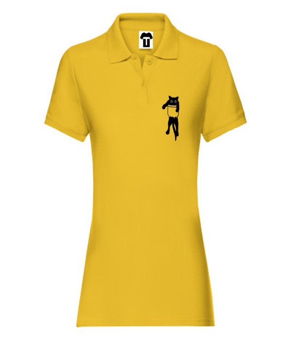 Tricou/Camasa stil Polo de dama din 100% bumbac organic Cat Pocket pe negru sau galben Tricou/Camasa stil Polo de dama din 100% bumbac organic Cat Pocket pe negru sau galben