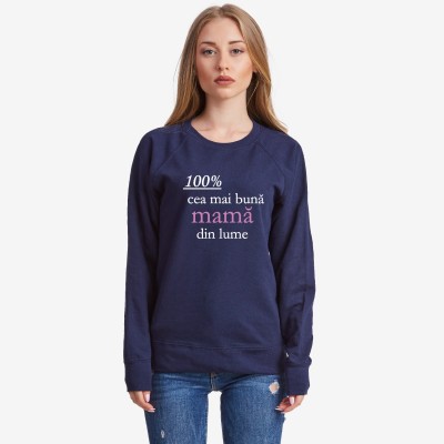 Bluza de dama pe gri sau albastru inchis 100% Cea mai buna Mama din lume Bluza de dama pe gri sau albastru inchis 100% Cea mai buna Mama din lume