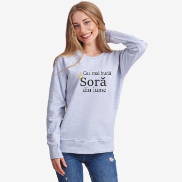 Bluza de dama pe gri sau albastru inchis Cea mai buna Sora din lume Bluza de dama pe gri sau albastru inchis Cea mai buna Sora din lume