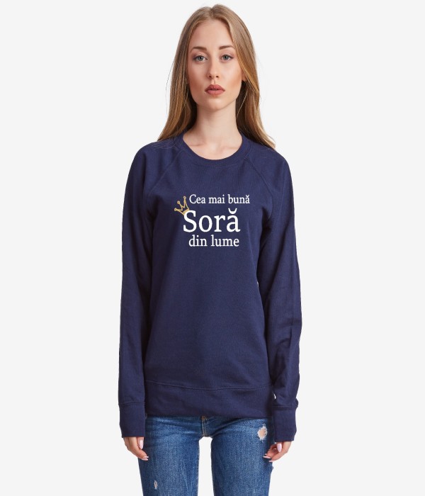 Bluza de dama pe gri sau albastru inchis Cea mai buna Sora din lume Bluza de dama pe gri sau albastru inchis Cea mai buna Sora din lume