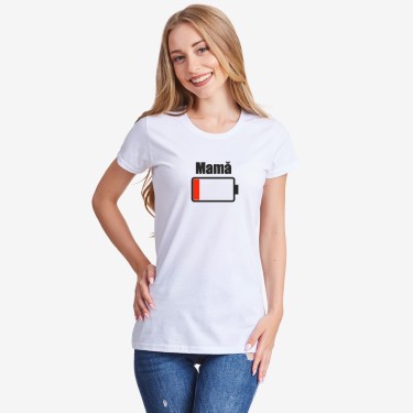 Tricou pentru femei pe alb sau pe negru Battery mama Tricou pentru femei pe alb sau pe negru Battery mama