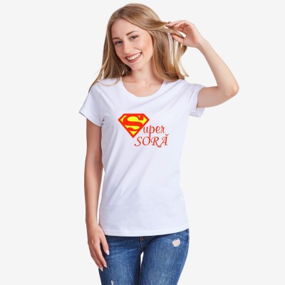 Tricou pentru femei pe alb sau pe negru Super sora Tricou pentru femei pe alb sau pe negru Super sora